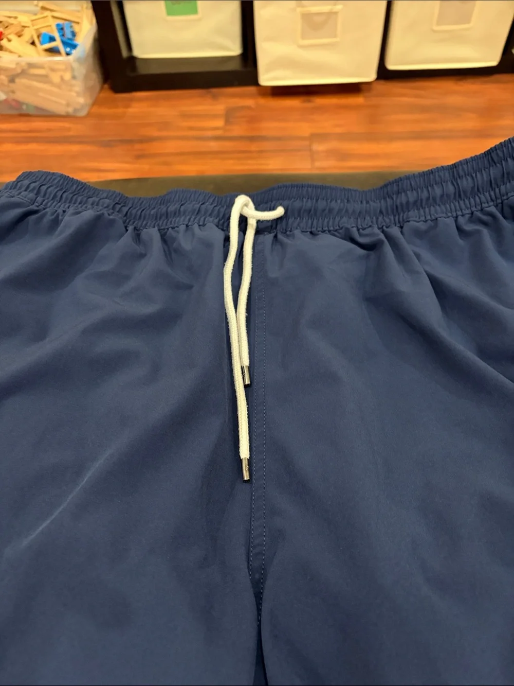 Polo by Ralph Lauren Navy Swim Trunks with White Drawstring and Red Pony